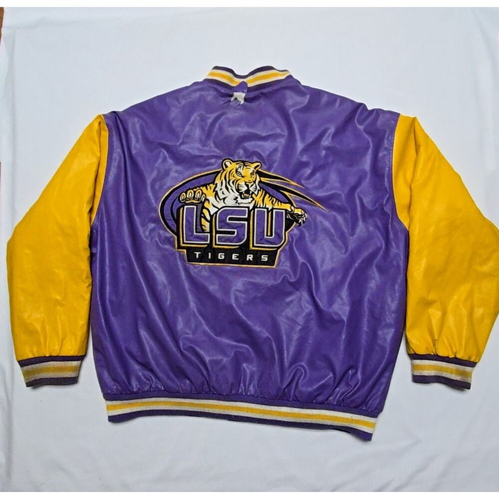 Vintage LSU Tigers Steve & Barry's Purple Yellow Varsity Jacket 90s XL